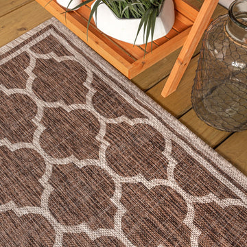 Trebol Moroccan Trellis Textured Weave Indoor/outdoor Runner Rug
